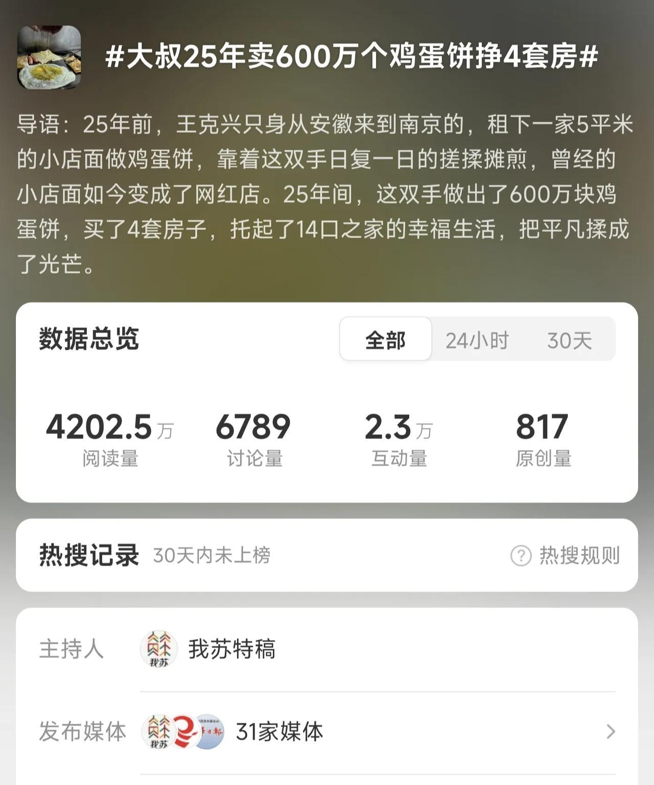 大叔25年卖600万个鸡蛋灌饼挣4套房？撰稿记者怕不是对百万级数字没什么概念吧？