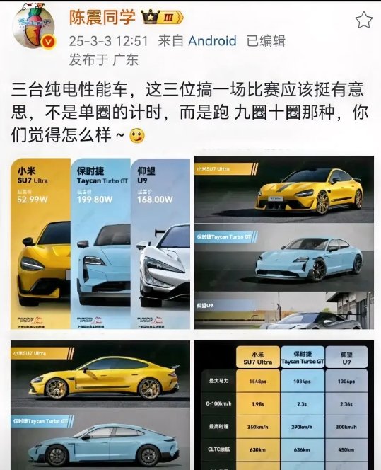 陈震这想法很好，但实现不了。

这种规模的比拼，对于车评人或者第三方平台不会干，