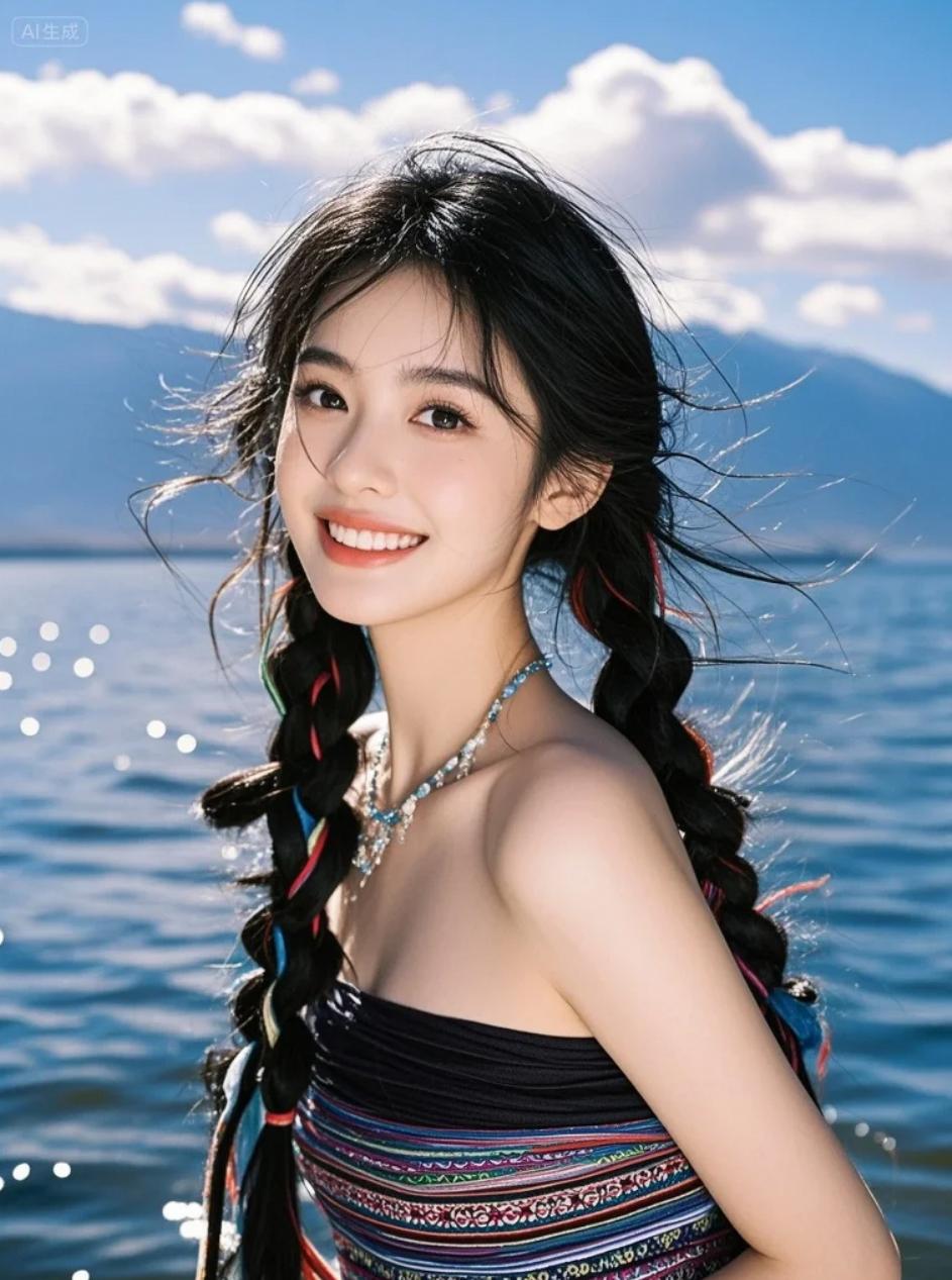 校园角落，双麻花辫少女读书时的宁静美