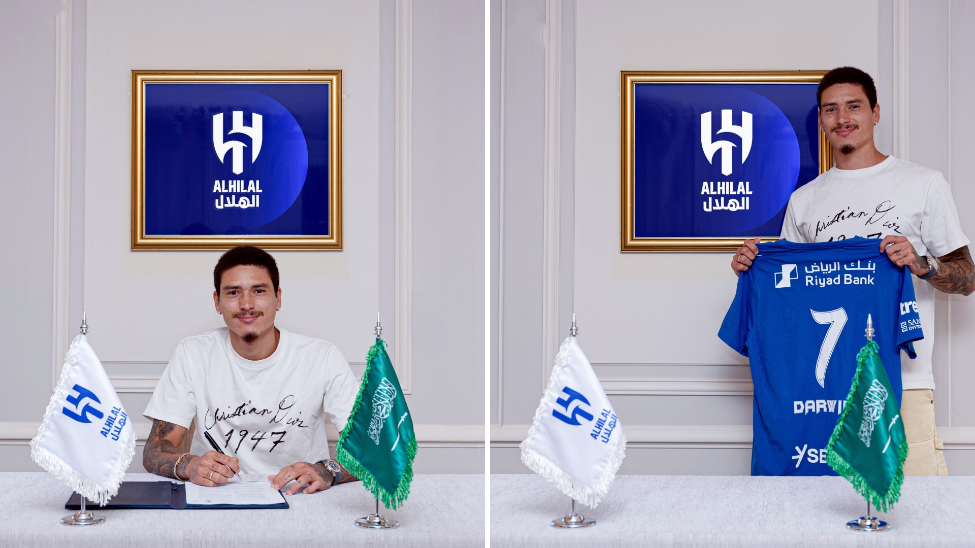 官方消息，努涅斯正式转会利雅得新月，双方签约3年。
据此前消息透露，球员转会费为