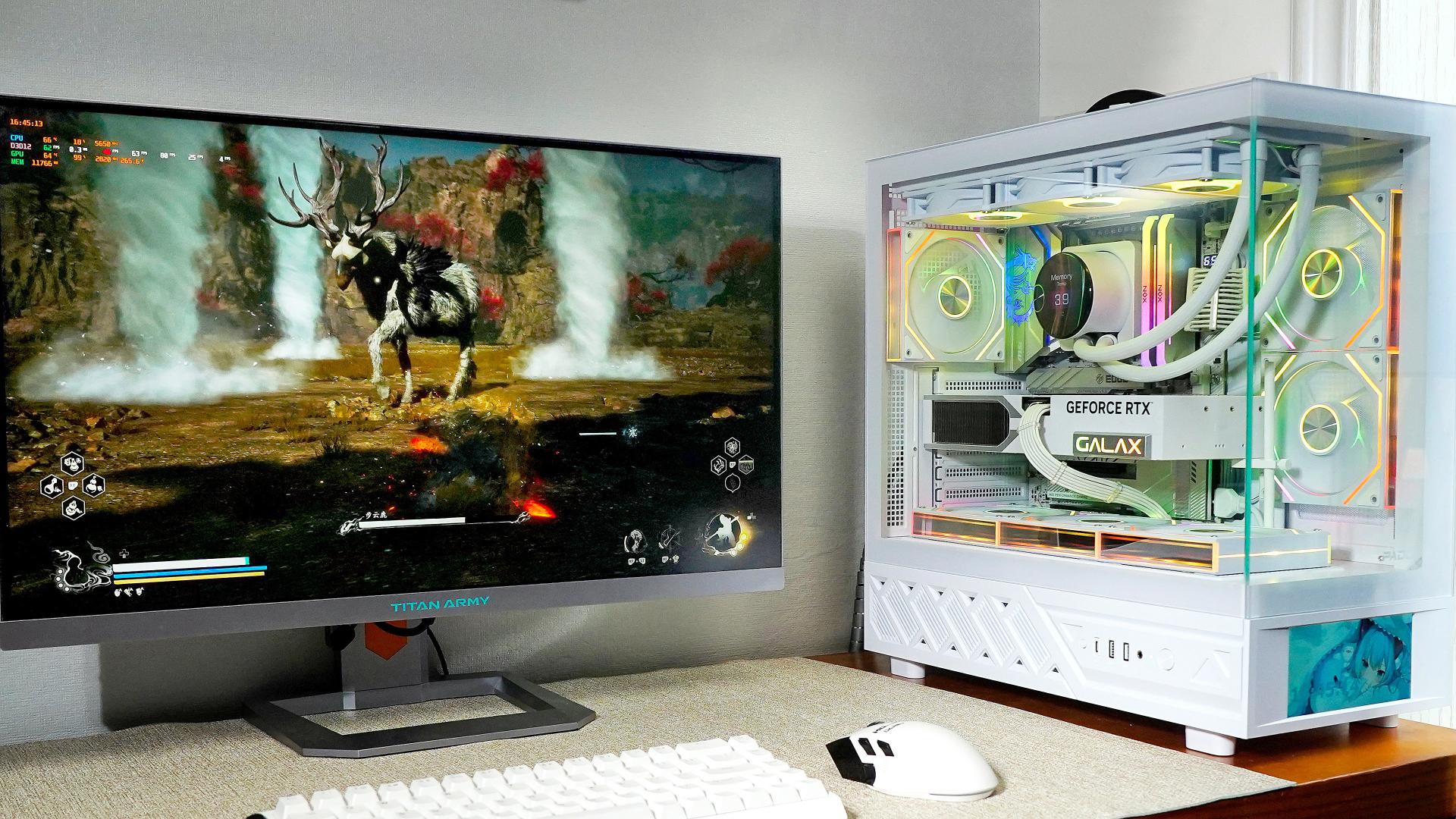 9900X+5070Ti的海景房主机，配了一个显示器居然有三块屏幕！