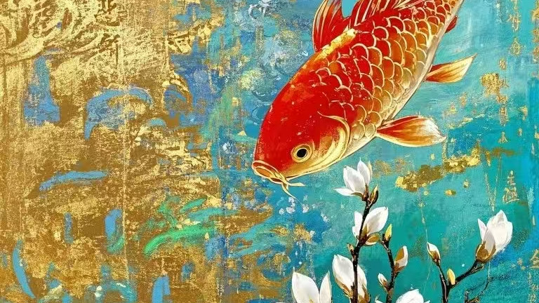 < 艺术说 >锦鲤被刻画得栩栩如生，充满了灵动之姿