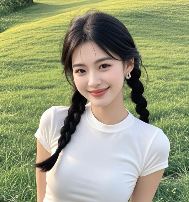 草地为席，云朵为被，她的慵懒是夏日最治愈的滤镜