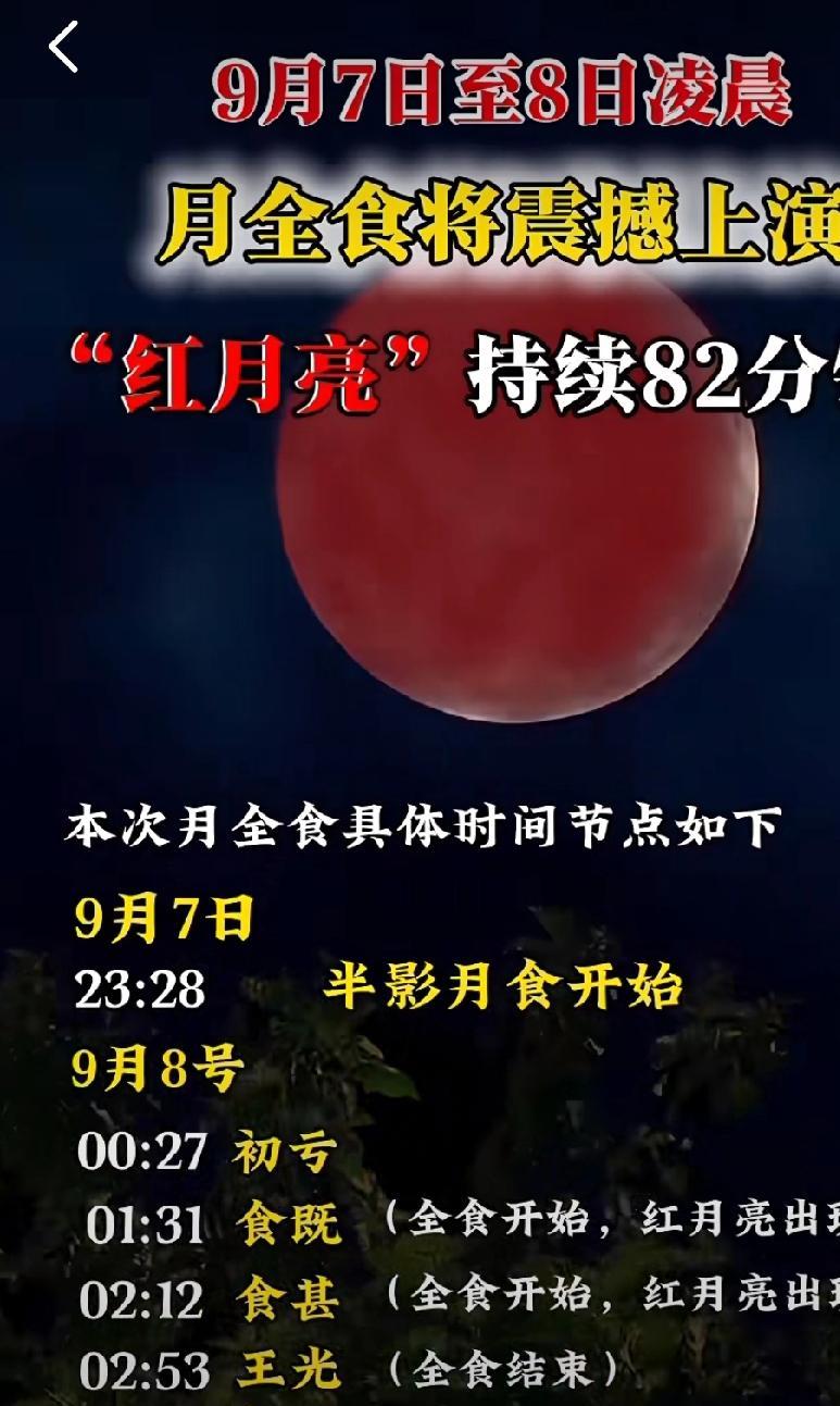 今晚半夜，天狗吃月亮，呈现红色，天文爱好者可以晚睡，拍摄这个过程。
下图②③是今