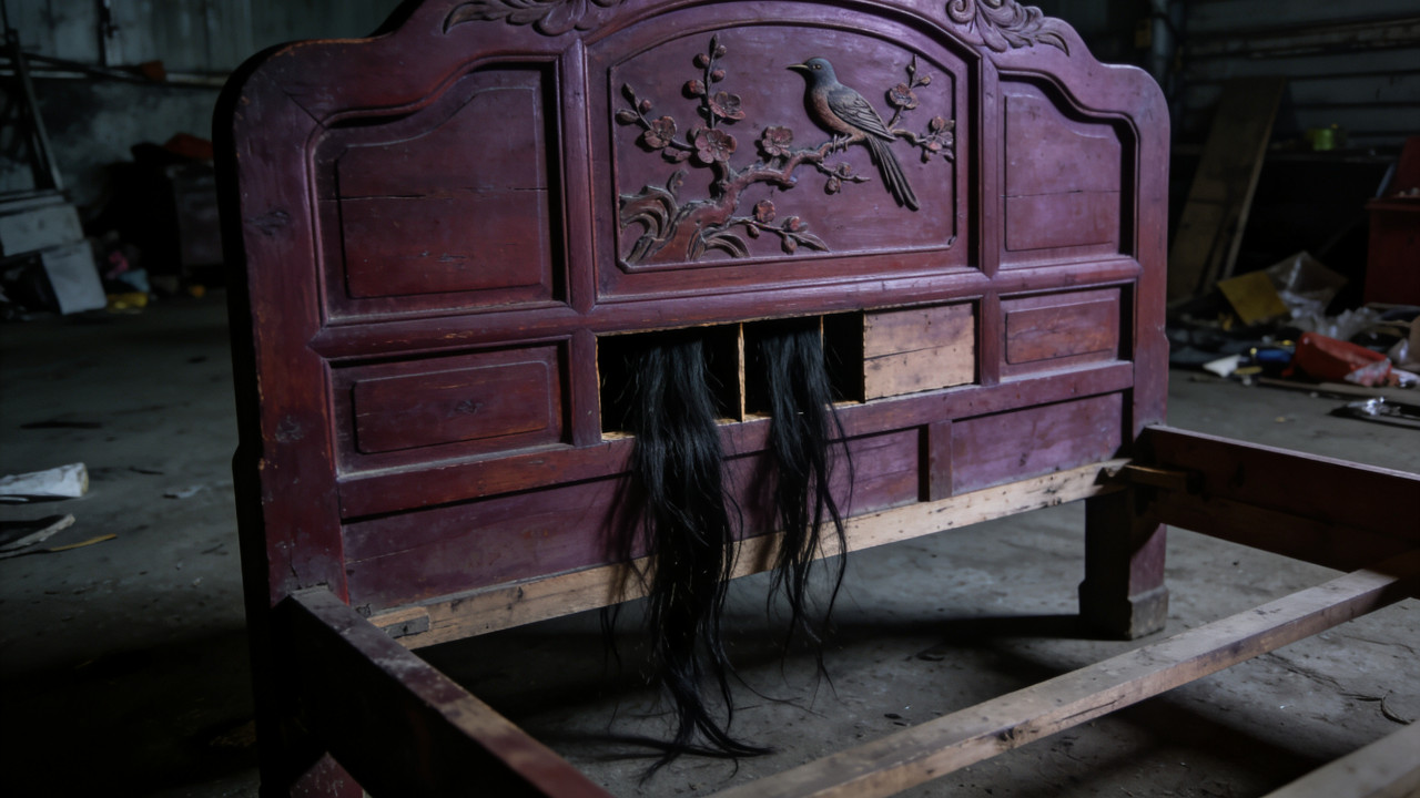 床上刻着第三个，爷爷和爸都死在上面，那晚我差点也睡上去了