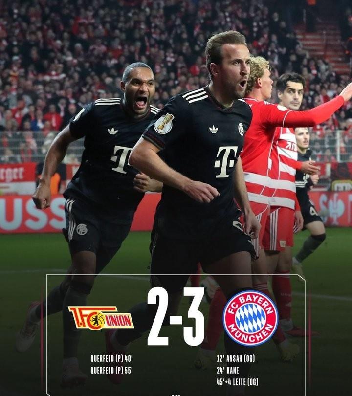 再进八强、全部出炉
随着拜仁在客场3-2力克柏林联合，本赛季的德国杯八强全部出炉