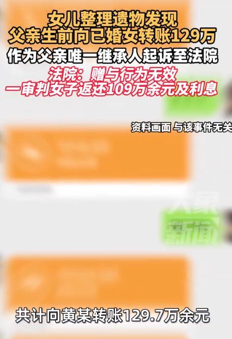 浙江宁波，一女子在整理父亲的遗物时，意外发现父亲生前竟然在四年内，给一名黄姓已婚