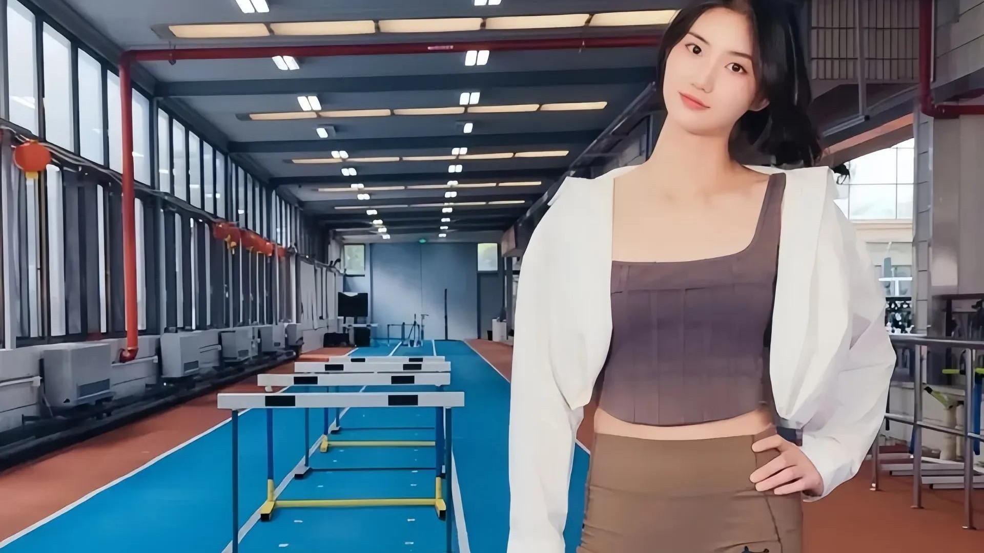 夏思凝身穿紧身运动裤亮相，黑色的紧绷感让人忘却了吴艳妮