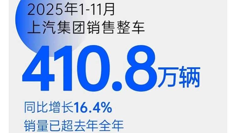 销量提前撞线！上汽1-11月超410万辆，“新三驾马车”跑出加速度