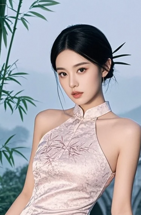她在江南庭院倚栏一站，直接美成了古风大片！