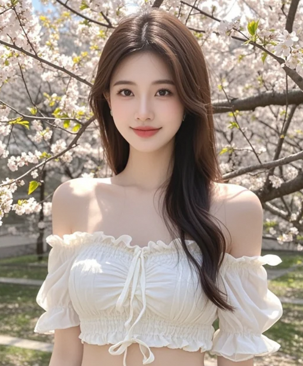 春风吹过樱花树，她笑得如此灿烂