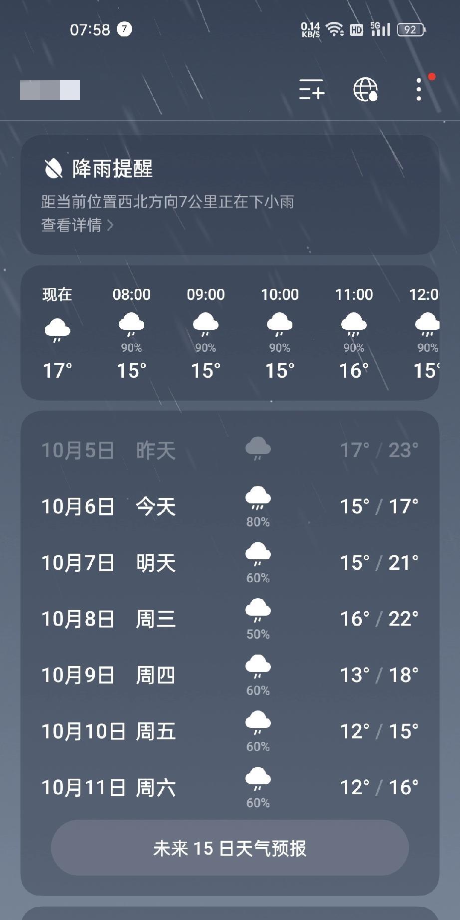 这天啊！还要不要人活
从十月一放假，到现在也就有两个半的不下雨的时候
上午下了，