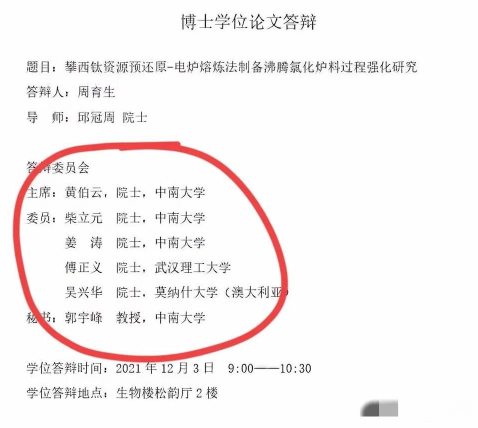 为博士生周育生博士论文答辩提供的团队完全就是天团级别，他的博士生导师是院士，即使