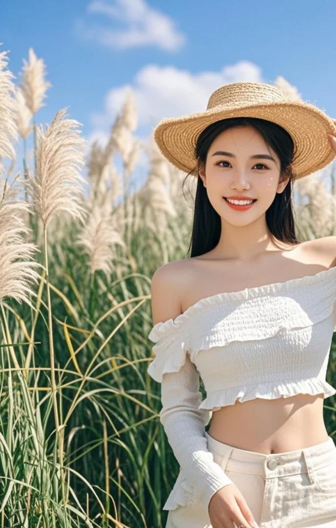 风吹裙摆的夏天：她站在高处，回眸一笑