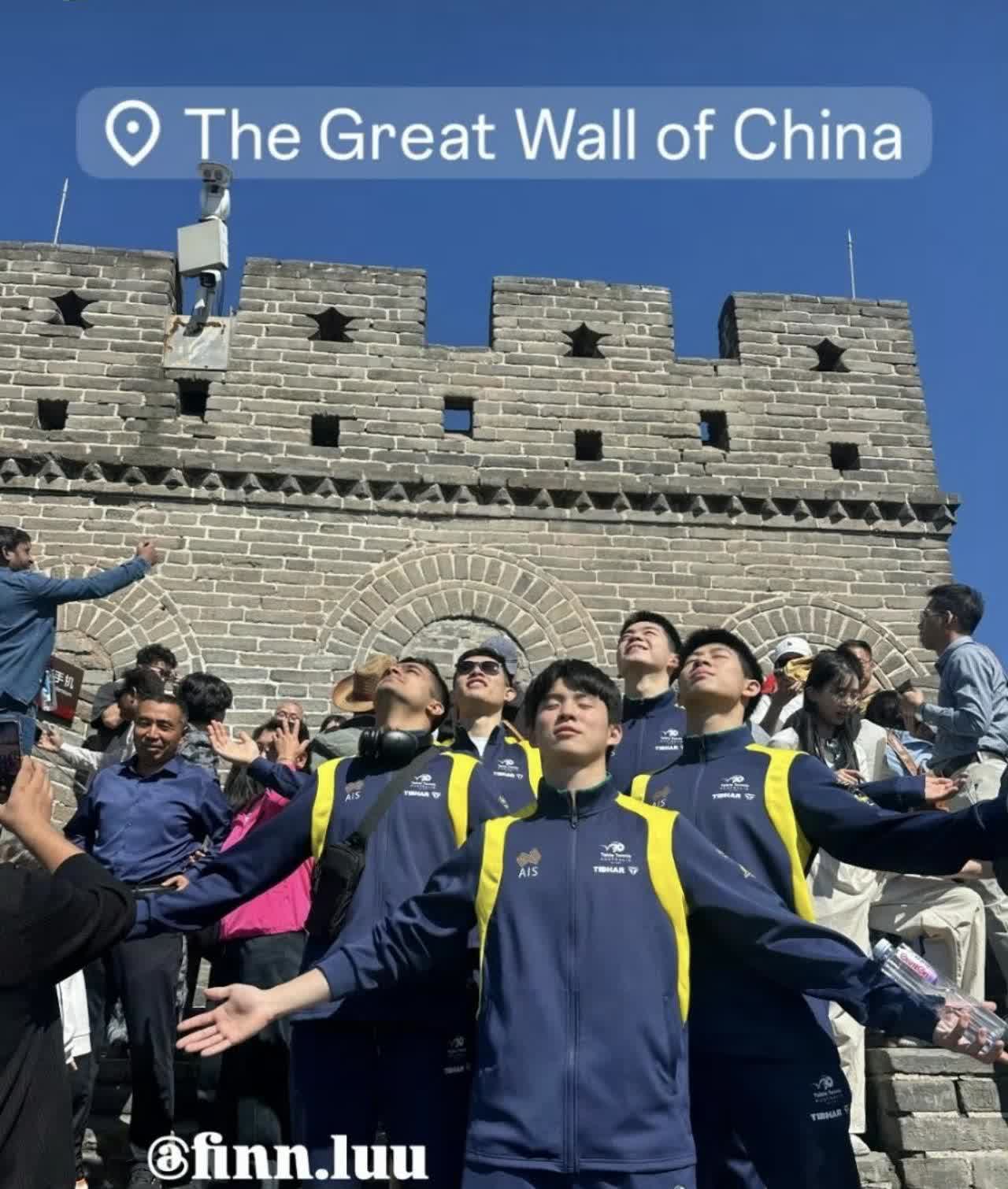 还是外协轻松：先不训练，先逛长城！

来到北京参加中国大满贯的澳大利亚乒乓球