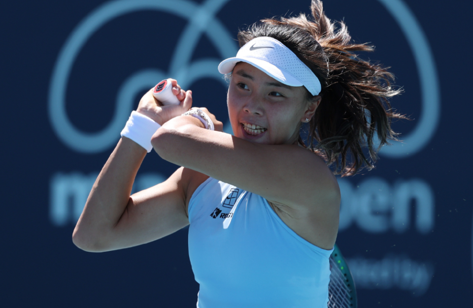 北京时间3月19日，2025年WTA1000迈阿密站正赛首日战罢，中国选手袁悦苦