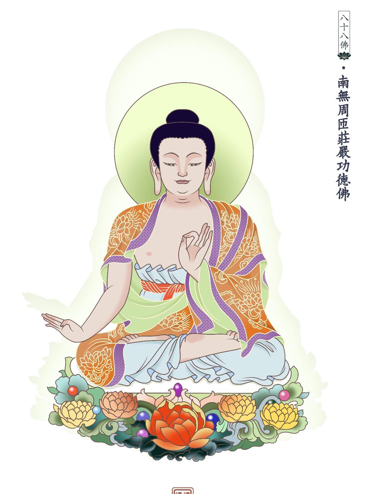 南无周匝庄严功德佛。
以本身庄重严具，积累功德而为教化者。
修心不是消灭情绪，而
