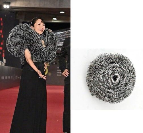 陶晶莹肩膀上驮了两个巨型钢丝球，她是不是觉得自己还挺潮的