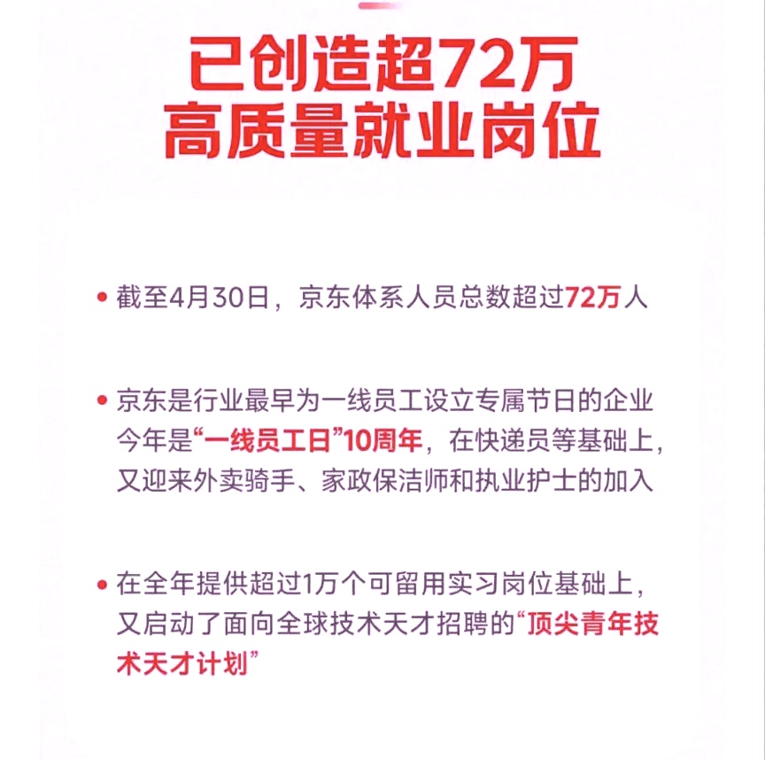 刘强东宣布1000亿税收、100万工人就业