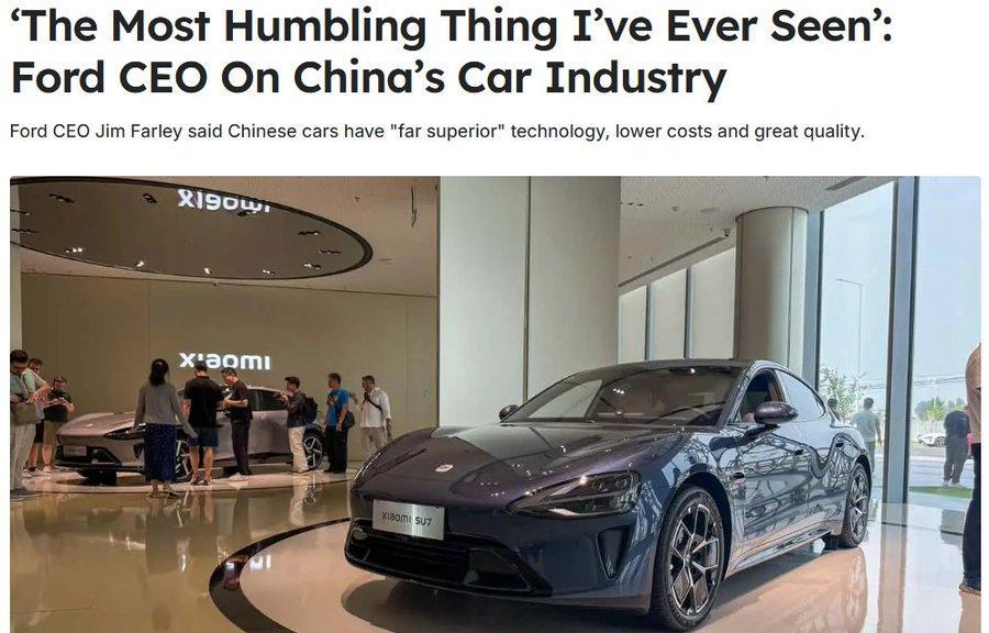 福特汽车CEO该换人了，现任CEO法利一提到中国新能源汽车的技术优势，满嘴的羞愧