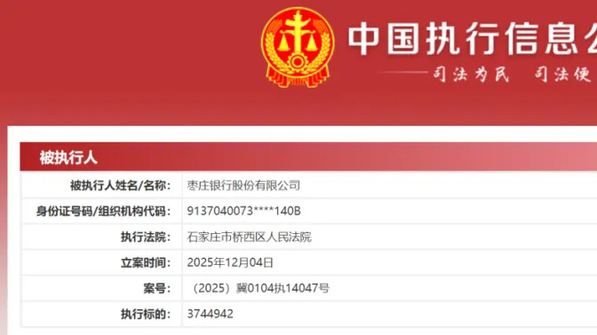 枣庄银行成被执行人：多家股东沦为“老赖”，房地产不良贷款率超12%