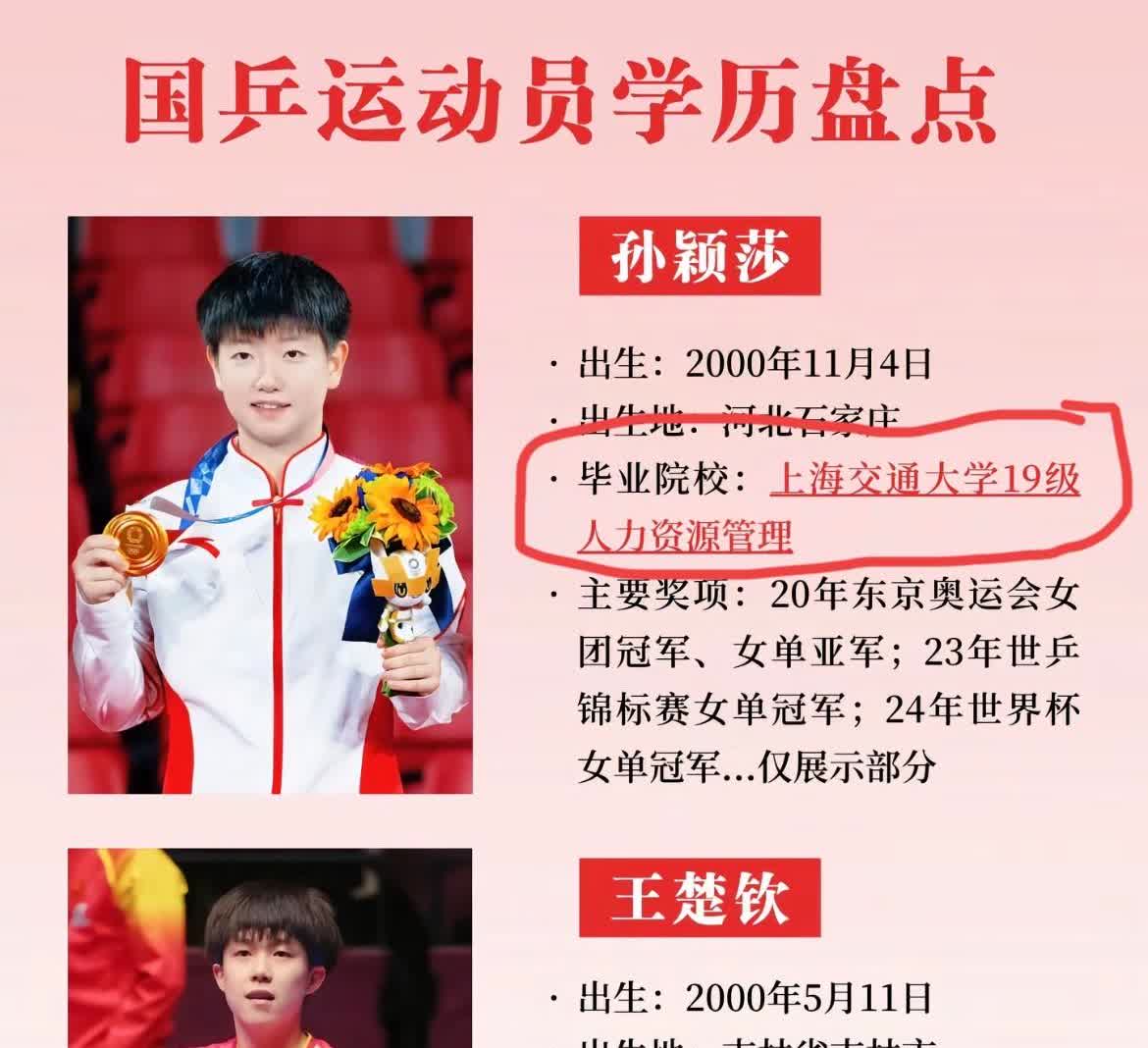 咱聊聊孙颖莎选大学这事儿

她眼光是真厉害，可不是图近图省事

人家是奔