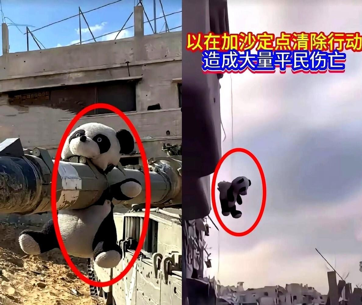 以色列把熊猫挂炮筒上，让人心里真不是滋味。这事儿太邪门了！和平使者成了暴力的道具