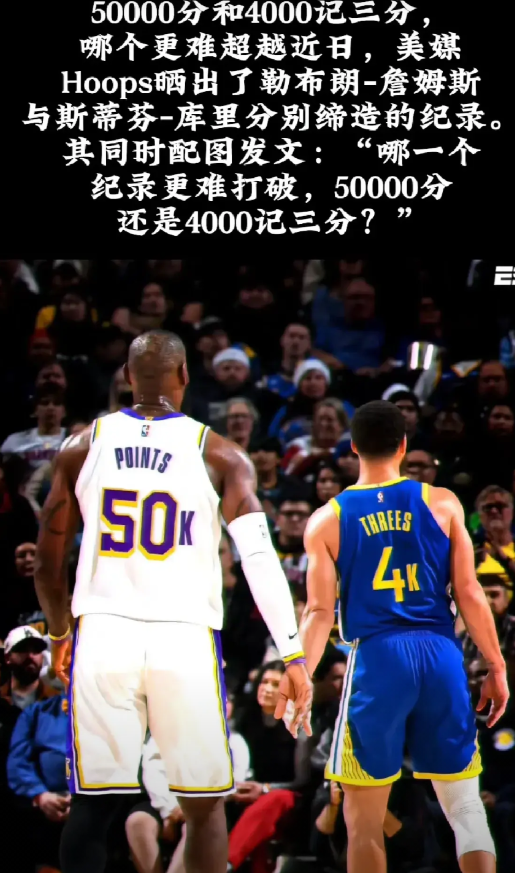 詹姆斯的5万分和库里的4000记三分那个记录更难被打破，这两项记录要被打破必须是
