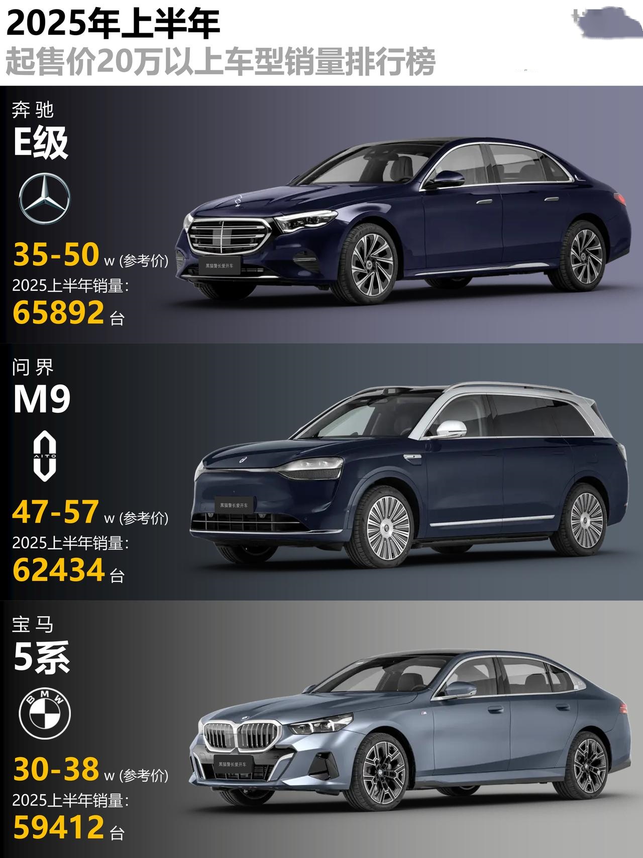 2025上半年20万以上车型销量排行榜