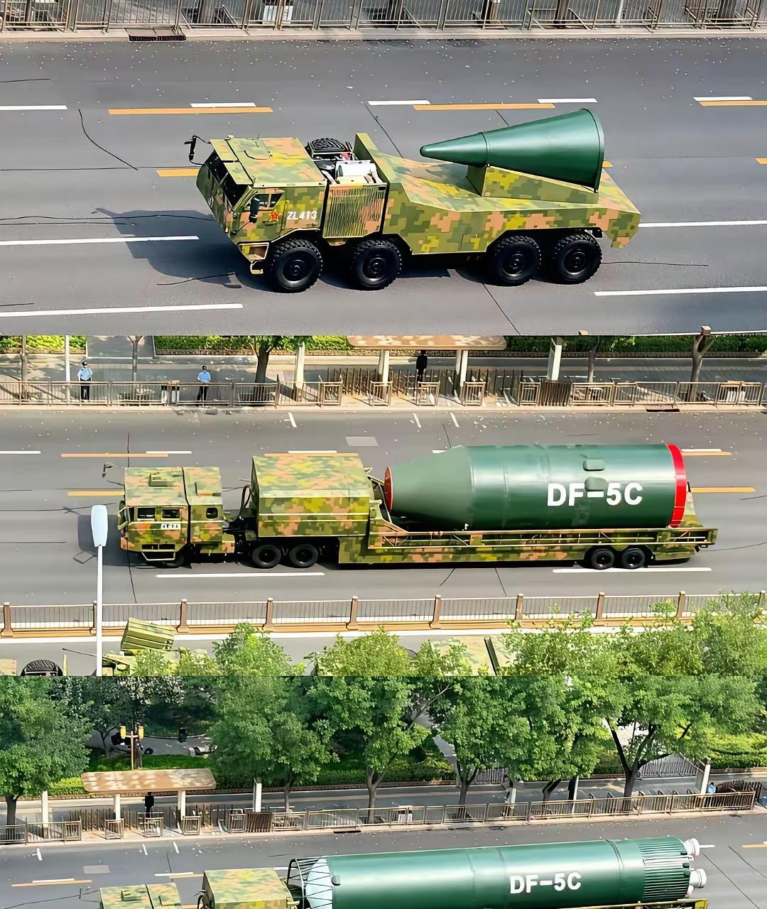 东风-5C导弹太大了，以至于我们没法看到一枚完整东风-5C弹道导弹的样子！
此前