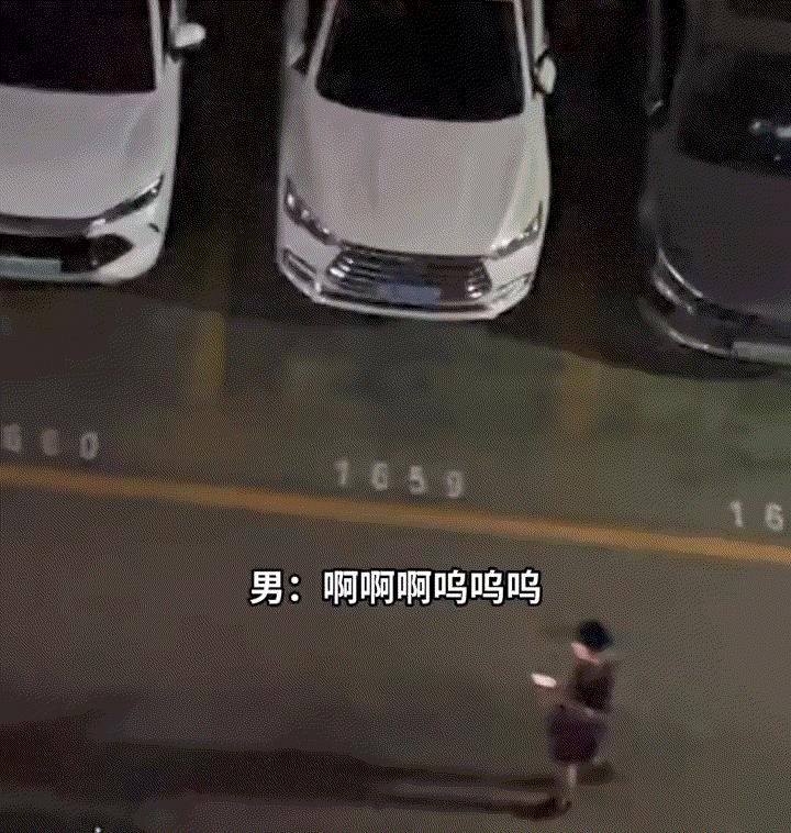 广东，一网友深夜听到楼下有人在吵架哭闹，从窗户看出去后才发现，是一对情侣在楼下争