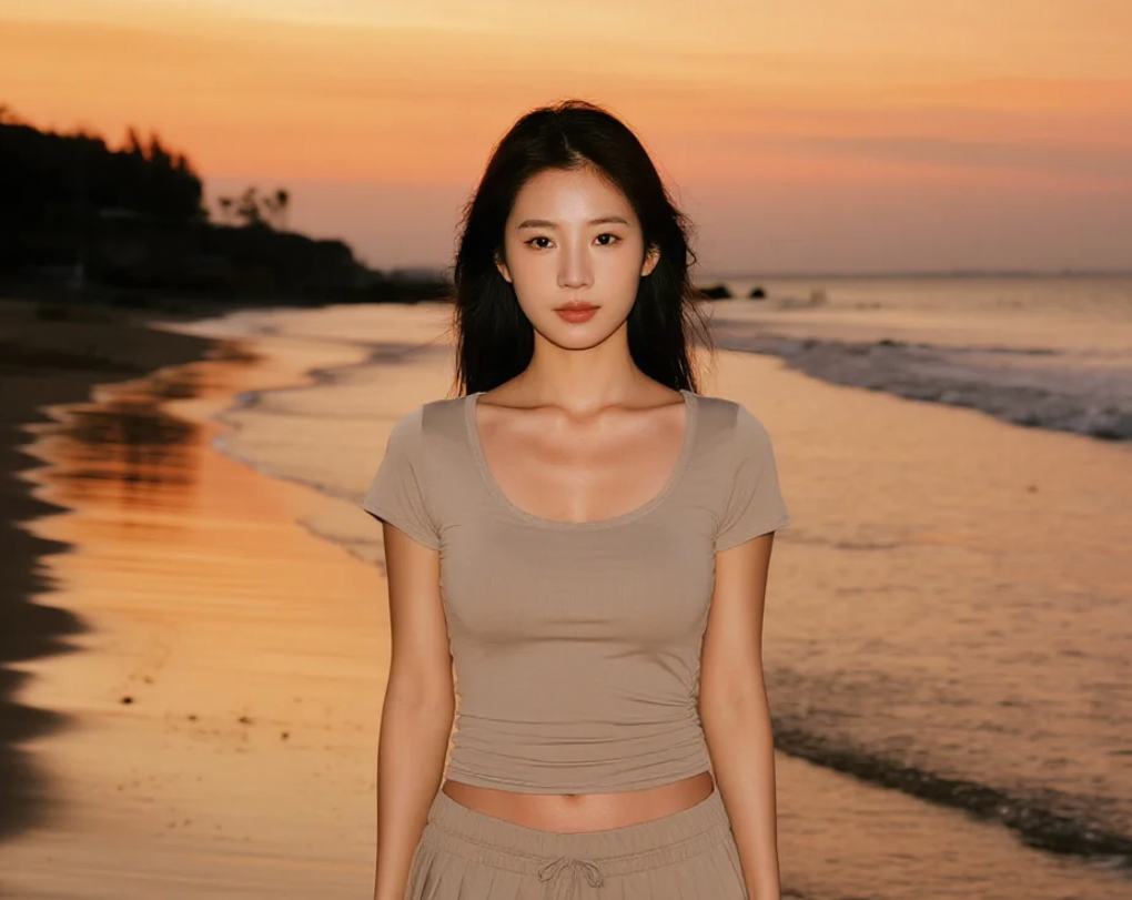 黄昏时分，她与大海共舞，温柔了整个世界