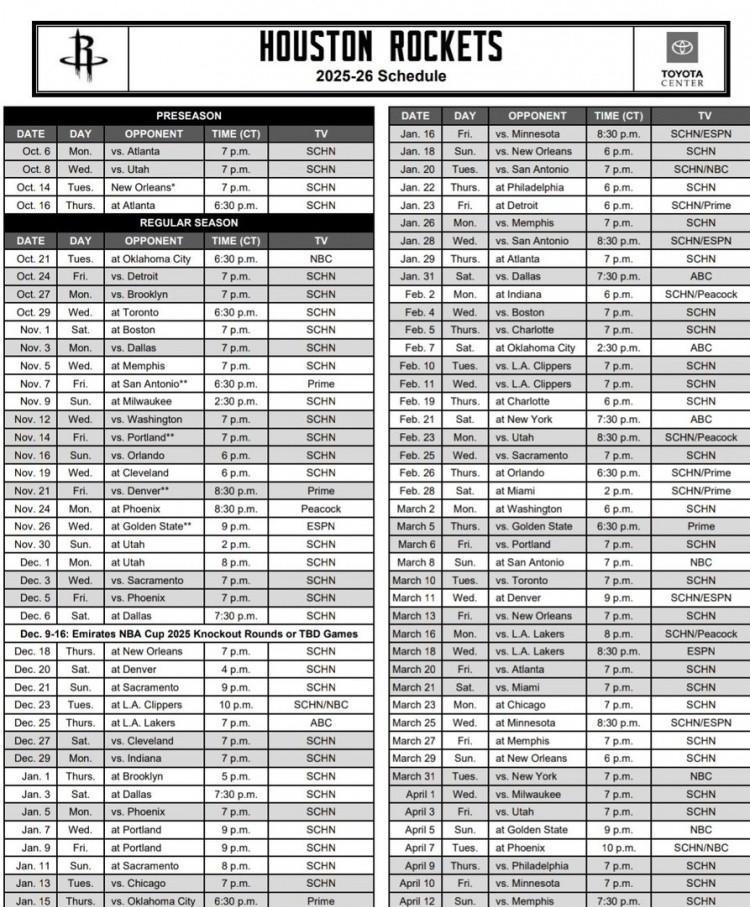 #火箭在新赛季能走多远#
今日NBA官方公布新赛季完整赛程。火箭新赛季前34场比