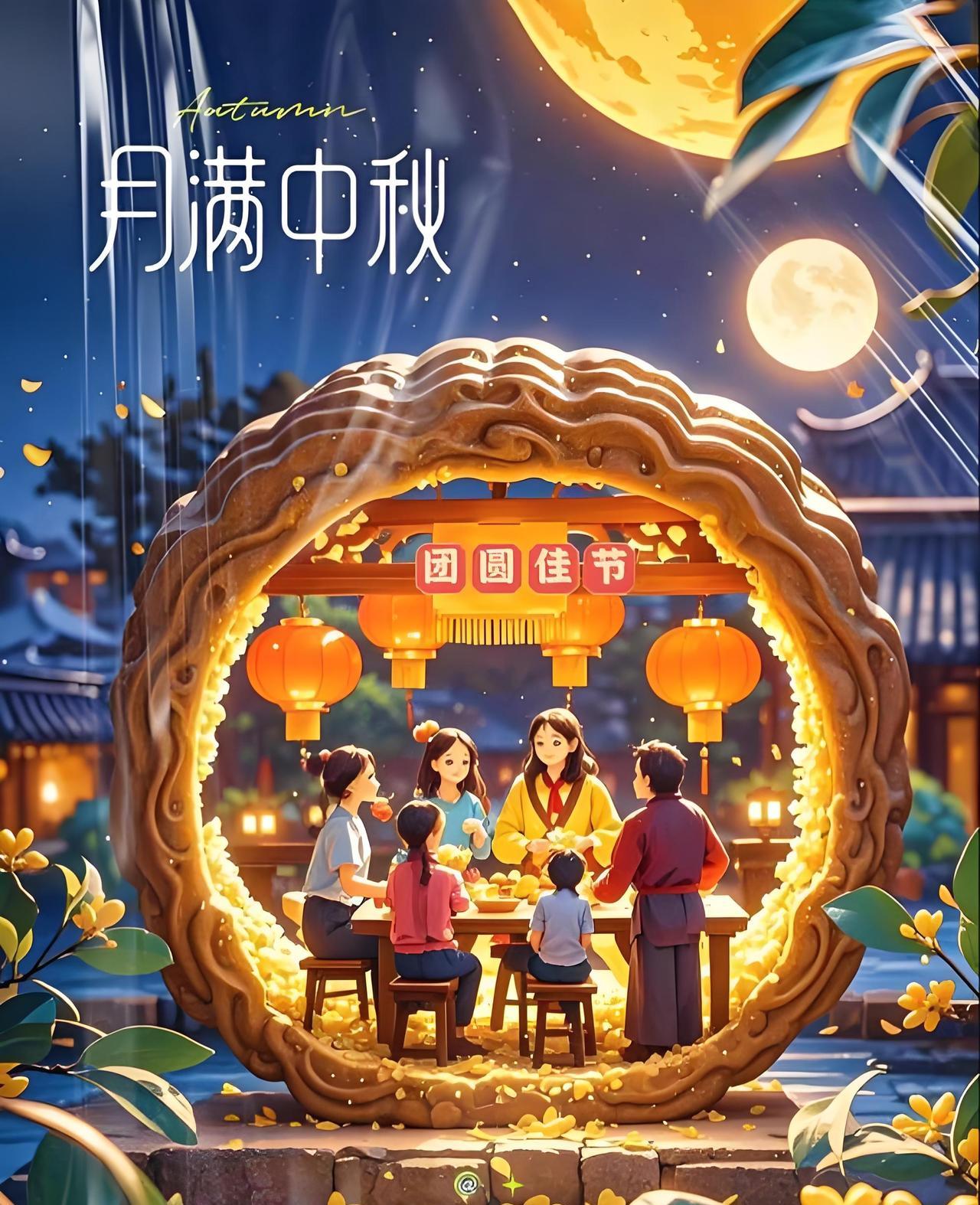 盛世双节今日到
亿万人民开怀笑。
祖国华诞七十六，
万里河山迎金秋。
中秋佳节月
