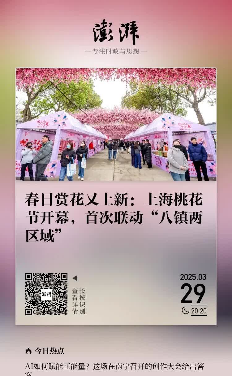 春日赏花又上新：深州与上海桃花节相继开幕，沪首次联动“八镇两区域”；而深州桃花节