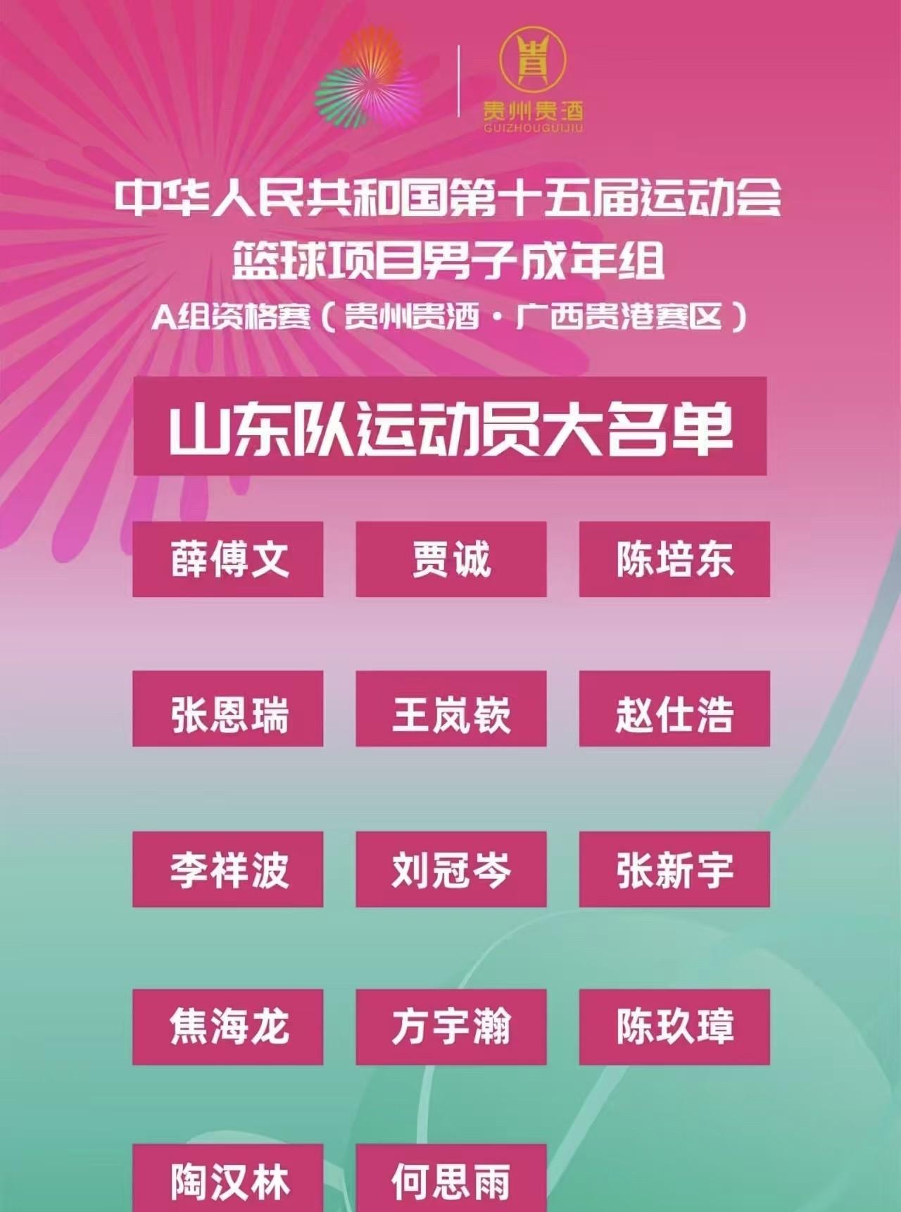 本届全运会，山东成年男篮大名单公布，由贾诚陶汉林王岚嵚领衔。客观地说，这个阵容，