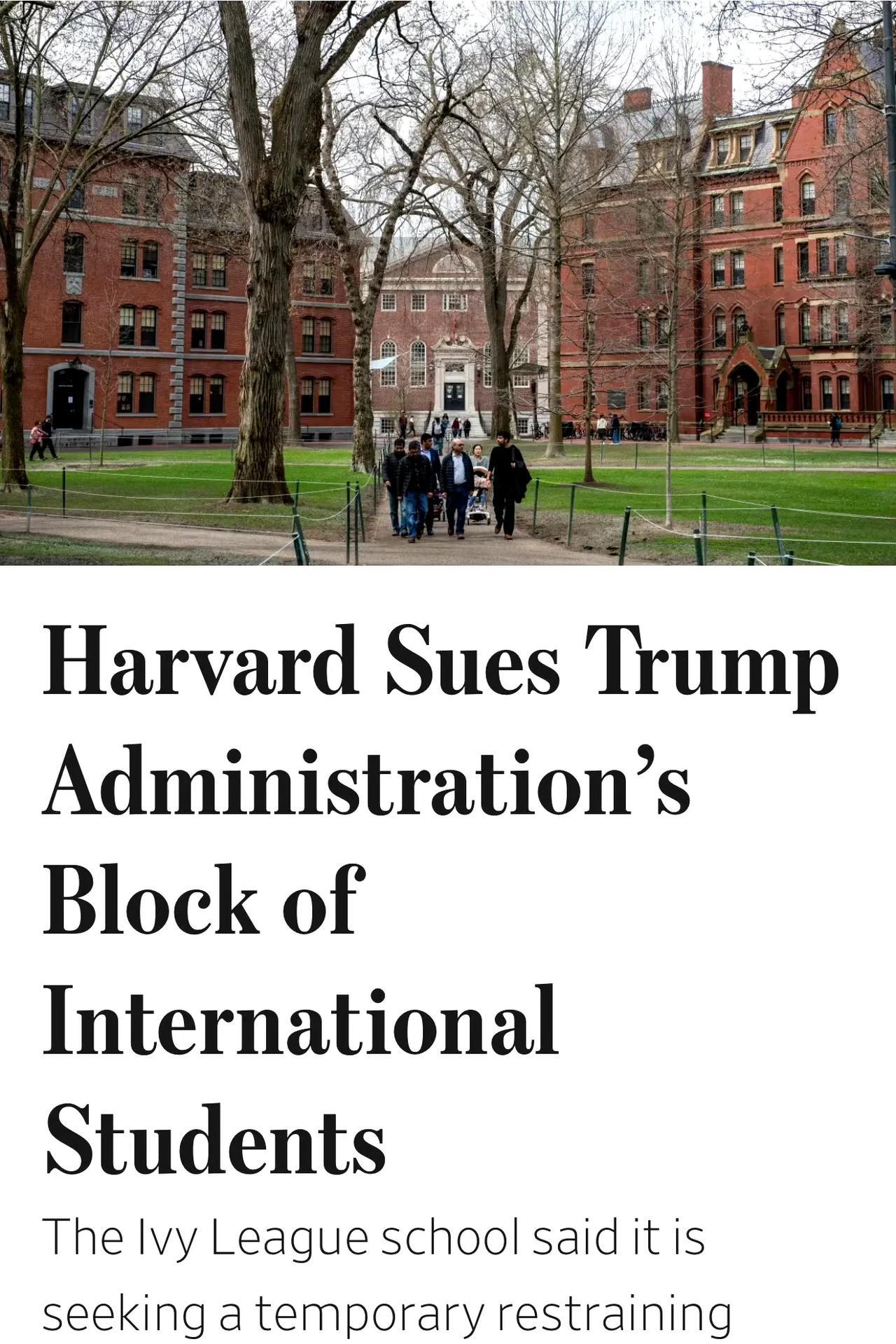 最新消息是，联邦法官已经下令，禁止Trump政府“取消哈佛在SEVP系统注册外国