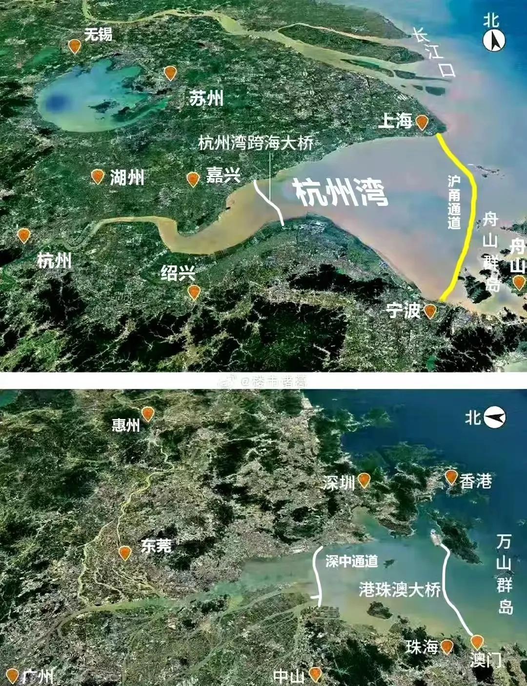 杭州湾的沪甬通道一旦建成，将比现在的港珠澳大桥更有意义！
#杭州湾# #珠江三角