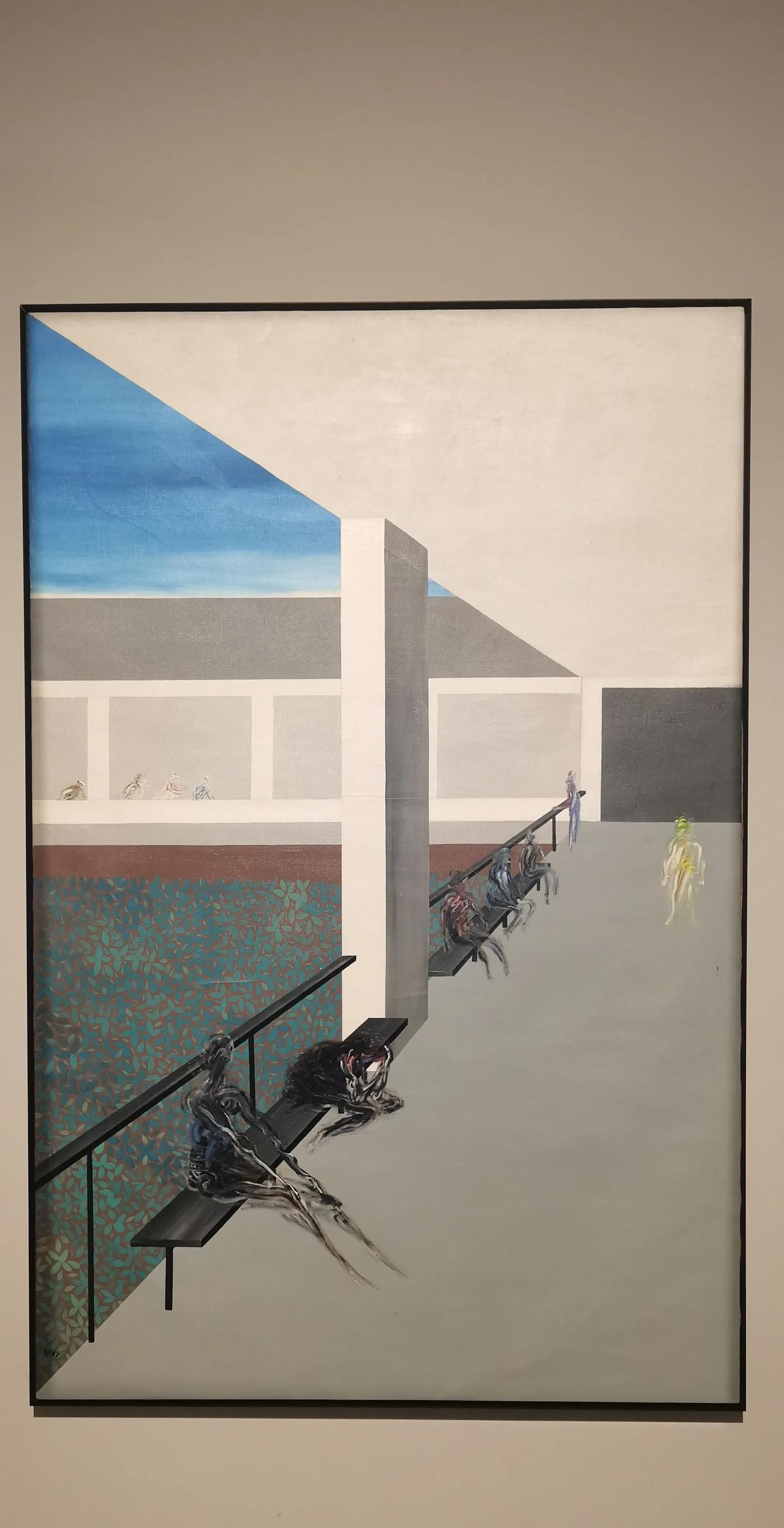 这是夏阳先生的一幅作品，名字叫《医院》。
我个人认为，诗画都是相通的，都有那种意