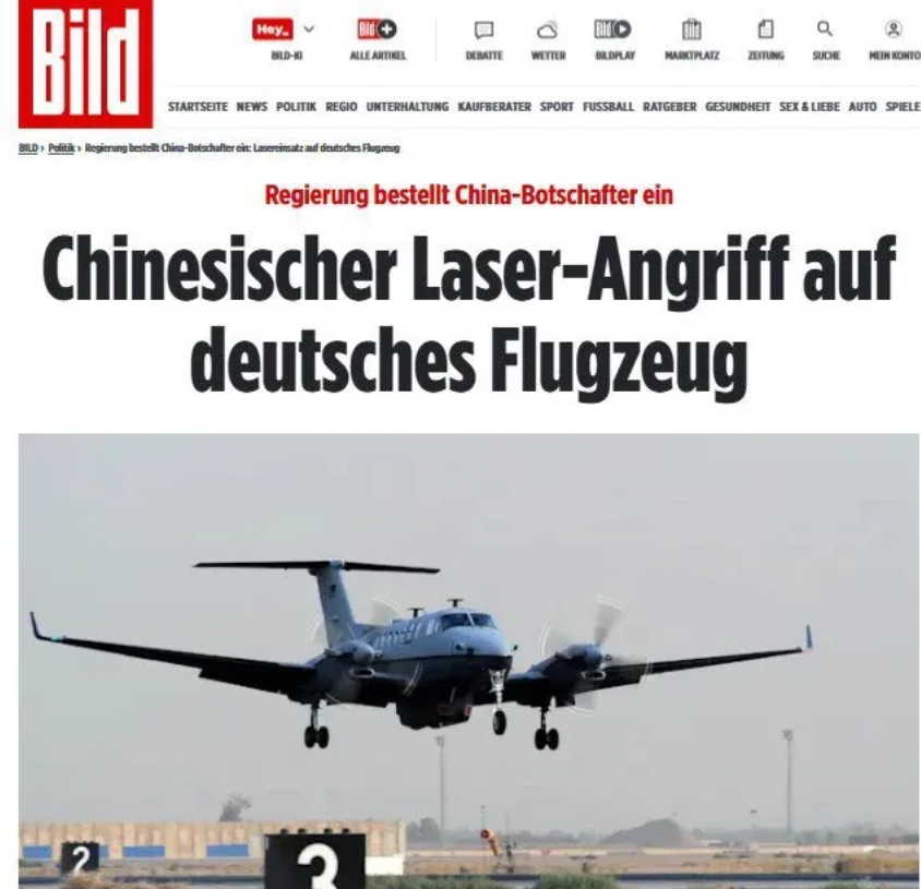 专业驱离，德国军机被我海军照射激光“教做人”。

7月8日消息，中国舰船在吉布提