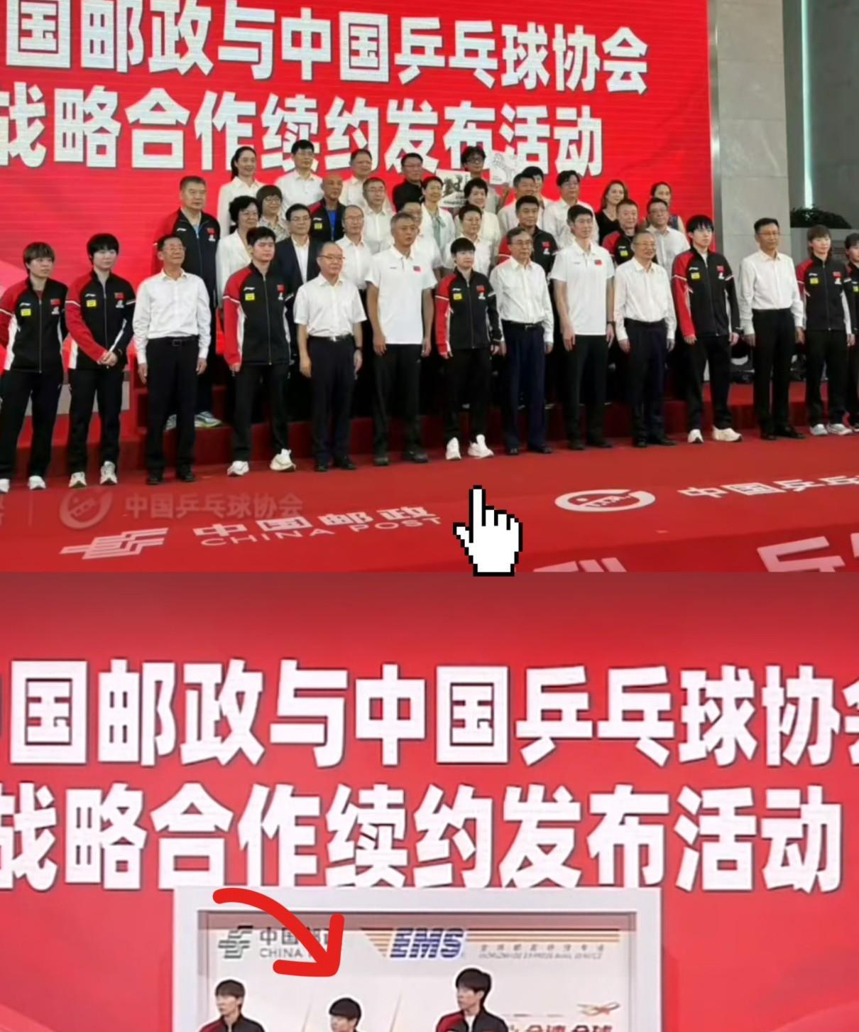 国乒参加邮政活动
莎莎被放在C位，旁边是石头和大头护卫，左右各有三个护卫，排面十