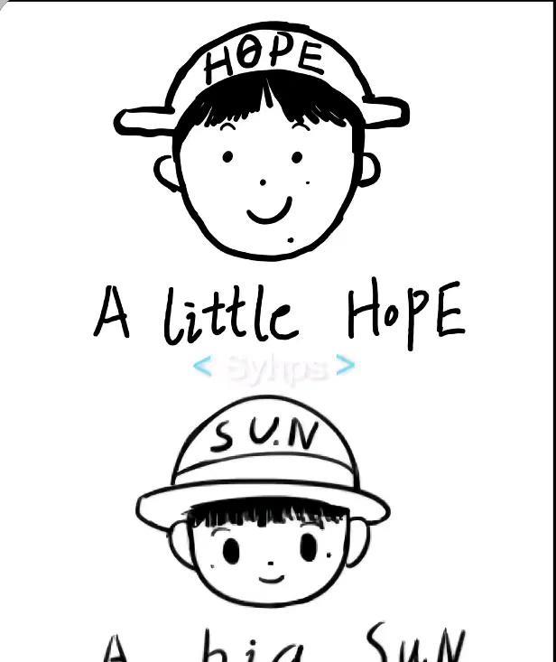 看看这两幅画，态度多明确！一幅画着“hope”，嘴角还专门点了颗泪痣；另一幅画的