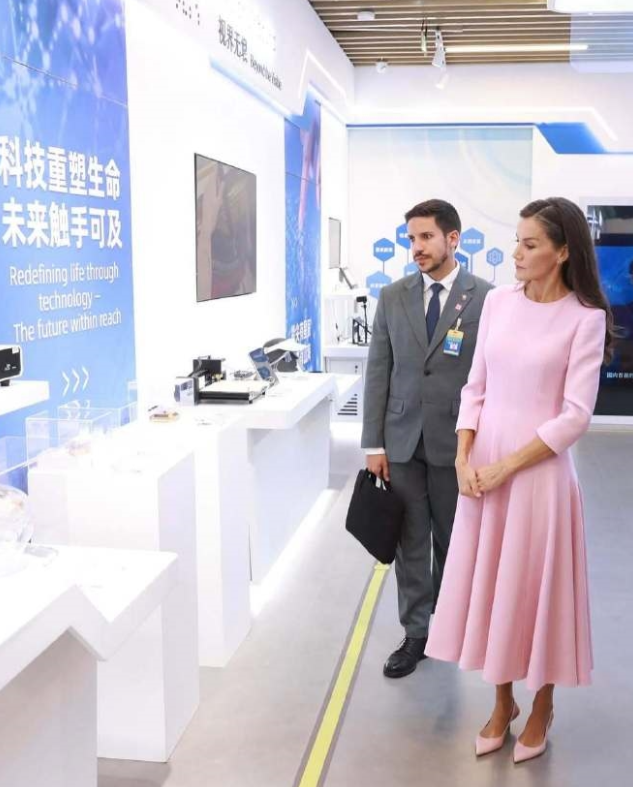 莱蒂齐亚王后访问北京残疾人服务示范中心，头上有很多白头发，外出访问也不染一下，真