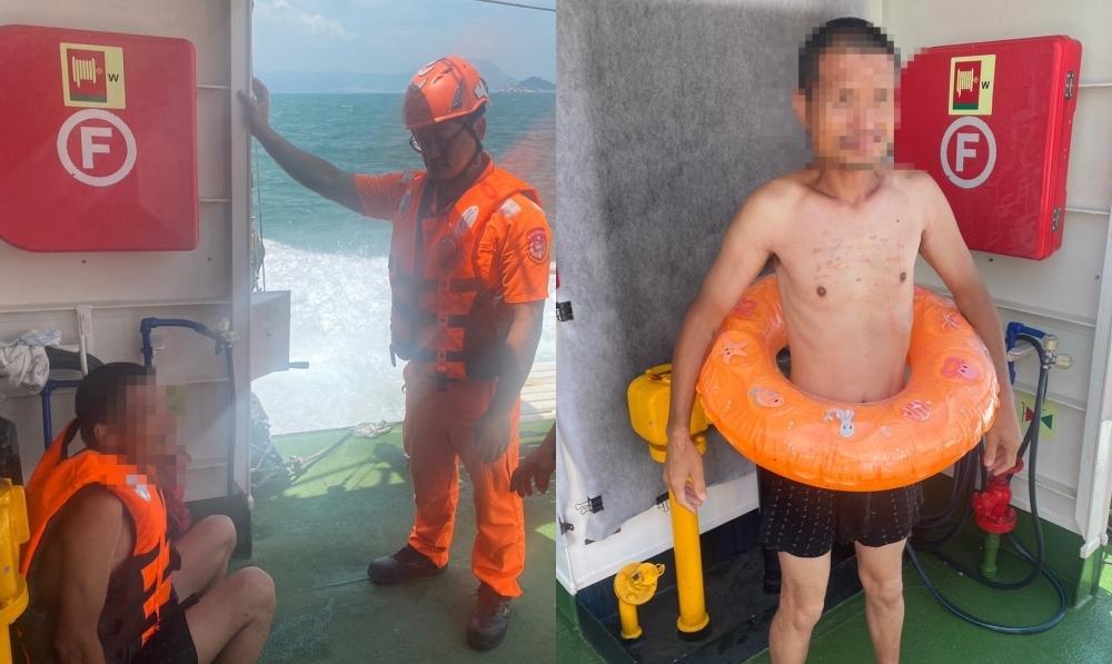 【够猛！一男子套救生圈泳渡金门岛】据台媒报道，台“海巡署”金门海巡队今天（23日