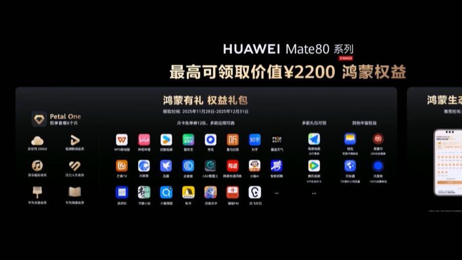 华为Mate80系列新机到手解锁鸿蒙有礼，免费领取权益礼包