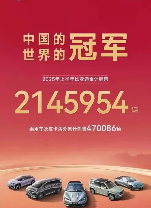 比亚迪这销量实在是太猛了啊
上半年的销售量一共突破214万辆，海外销售超过47