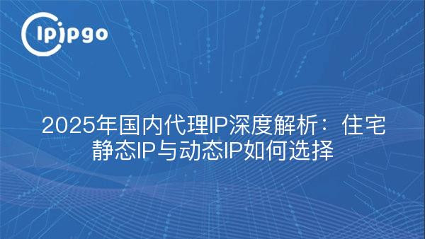 2025年国内代理IP深度解析：住宅静态IP与动态IP如何选择