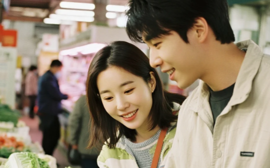 外国情侣到东北菜市场买菜，用7000韩元买一棵白菜，摊主：至少100斤起步