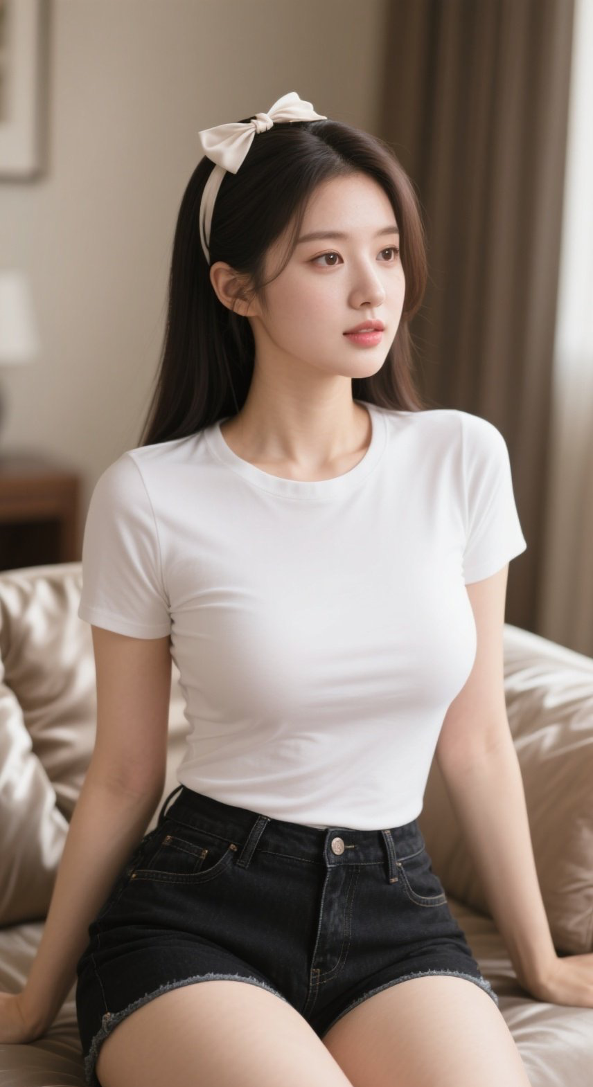 俏丽少女居家写真，白腿如脂甜美可人