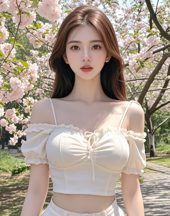 粉樱如霞映佳人，一笑倾城再难寻